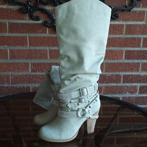 *NEW* Not Rated Cream "Swirl" 3.5" Heeled Boots